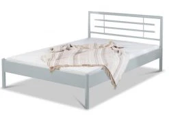 EINRICHTEN24 Metallbett Lia silbergrau - Breite: 90 cm