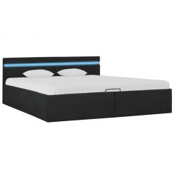 VidaXL Bettgestell - vidaXL Stauraumbett Hydraulisch mit LED Dunkelgrau Stoff 180×200 cm