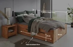 TaBoLe Möbel Massivholzbett "Santos" mit Bettkasten - Breite: 180 cm - 2 Bettkästen - Mit Bettkasten -Deutschland Betten Verkäufe 2022 8ff1a198288744b4a19739bd74727fff