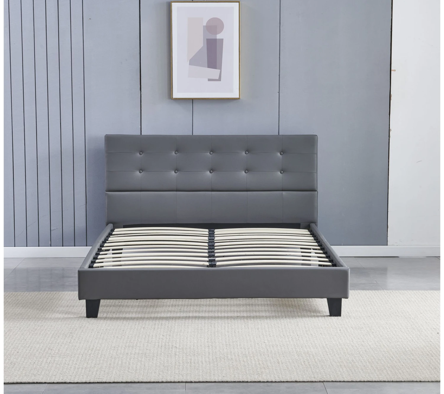 Sensoreve Bett aus grauem Kunstleder 140x200cm 6 Sensoreve Bett aus grauem Kunstleder 140x200cm – Bild 4