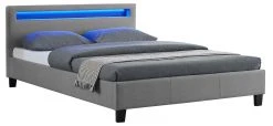 CARO-Möbel Polsterbett mit LED JORDIE 140x200 cm - Grau