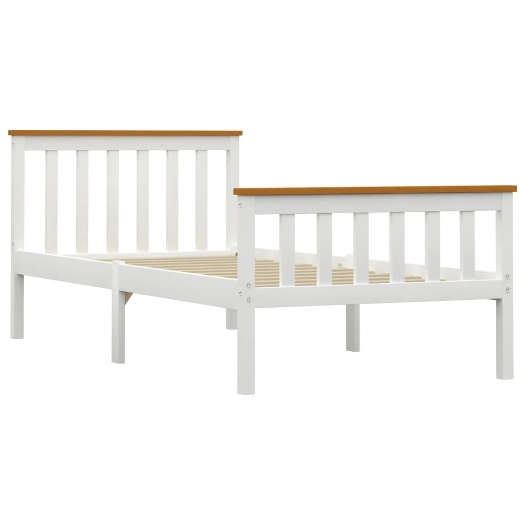 VidaXL Massivholzbett Kiefer - vidaXL Massivholzbett Weiß Kiefer 100x200 cm 4 VidaXL Massivholzbett Kiefer - vidaXL Massivholzbett Weiß Kiefer 100x200 cm – Bild 2