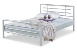 EINRICHTEN24 Metallbett Lola silbergrau - Breite: 140 cm