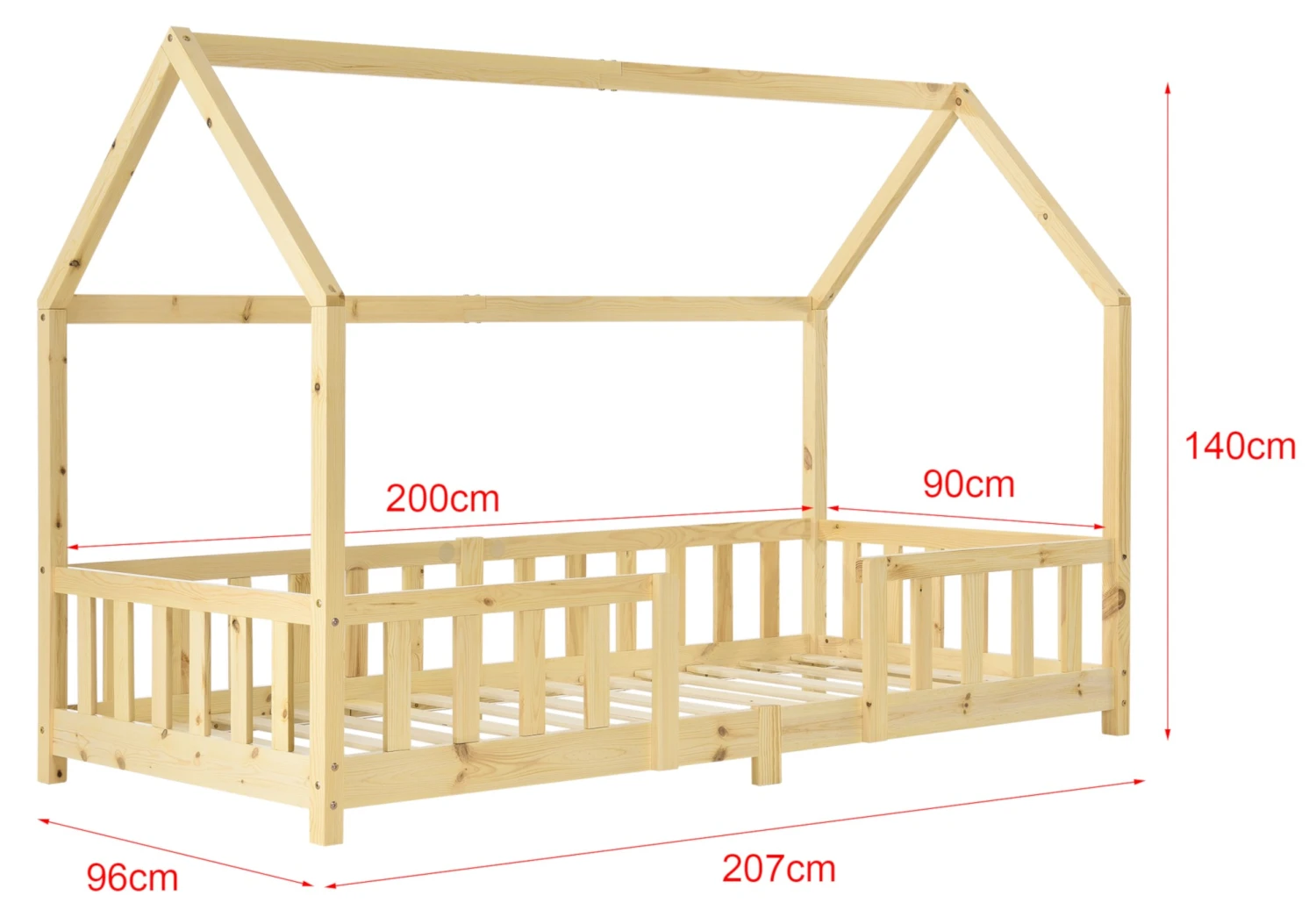 En.casa Kinderbett Sisimiut + Matratze - Braun - 200 x 140 x 90 cm 7 En.casa Kinderbett Sisimiut + Matratze - Braun - 200 x 140 x 90 cm – Bild 5
