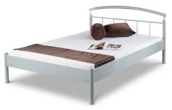 EINRICHTEN24 Metallbett Nina silbergrau - Breite: 160 cm