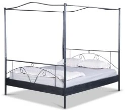 EINRICHTEN24 Himmelbett Laura schwarz gewischt - Breite: 140 cm
