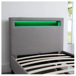 CARO-Möbel Polsterbett mit LED HIMALAYA 90x200 cm - Grau -Deutschland Betten Verkäufe 2022 acac498594c843ad91ace7e90db3f411