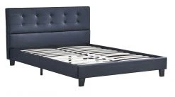 Sensoreve Bett aus schwarzem Kunstleder 140x200cm