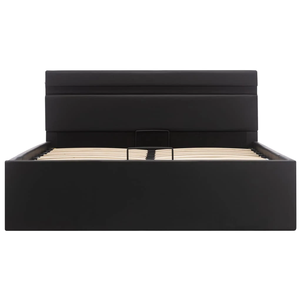 VidaXL Stauraumbett Hydraulisch mit LED - vidaXL Stauraumbett Hydraulisch mit LED Schwarz Kunstleder 120×200 cm 4 VidaXL Stauraumbett Hydraulisch mit LED - vidaXL Stauraumbett Hydraulisch mit LED Schwarz Kunstleder 120×200 cm – Bild 2