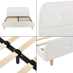 En.casa Polsterbett Silkeborg - Weiß - Breite: 146 cm -Deutschland Betten Verkäufe 2022 bec2db97ba1549fb9abe8c8f7d3caf30