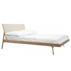Studio Copenhagen Bett Fleek II - Eiche Hell - Stoff Cley: Beige - 180 x 200cm