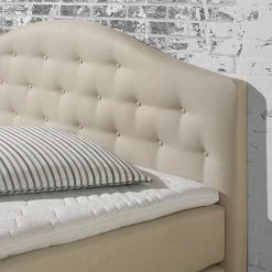 Maison Belfort Boxspringbett Ansmark - Beige - 180 x 200cm - Bonellfederkernmatratze - H3 -Deutschland Betten Verkäufe 2022 boxspringbett ansmark strukturstoff 160 x 200cm h2 bis 80 kg bonellfederkernmatratze beige 4253044
