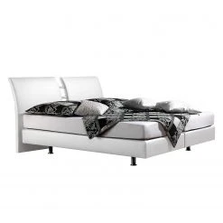 Loftscape Boxspringbett Cavan Kunstleder - Weiß - 140 x 200cm - Kaltschaummatratze - H3