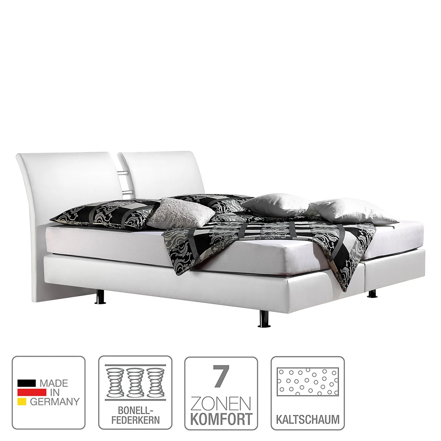 Loftscape Boxspringbett Cavan Kunstleder - Weiß - 140 x 200cm - Kaltschaummatratze - H3 4 Loftscape Boxspringbett Cavan Kunstleder - Weiß - 140 x 200cm - Kaltschaummatratze - H3 – Bild 2
