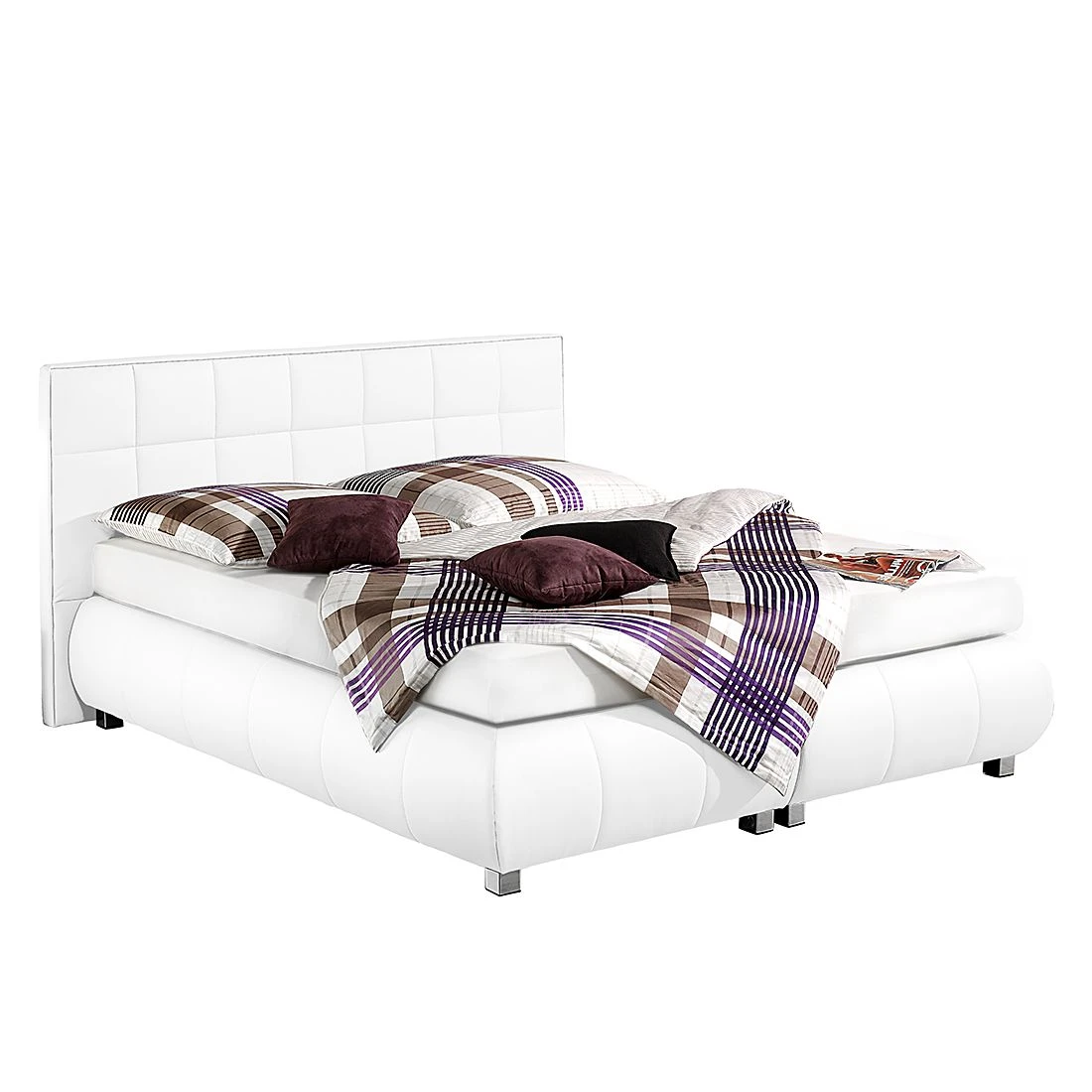 Monaco Boxspringbett Elay Kunstleder - Weiß - 180 x 200cm - Kaltschaummatratze - H3 3 Monaco Boxspringbett Elay Kunstleder - Weiß - 180 x 200cm - Kaltschaummatratze - H3