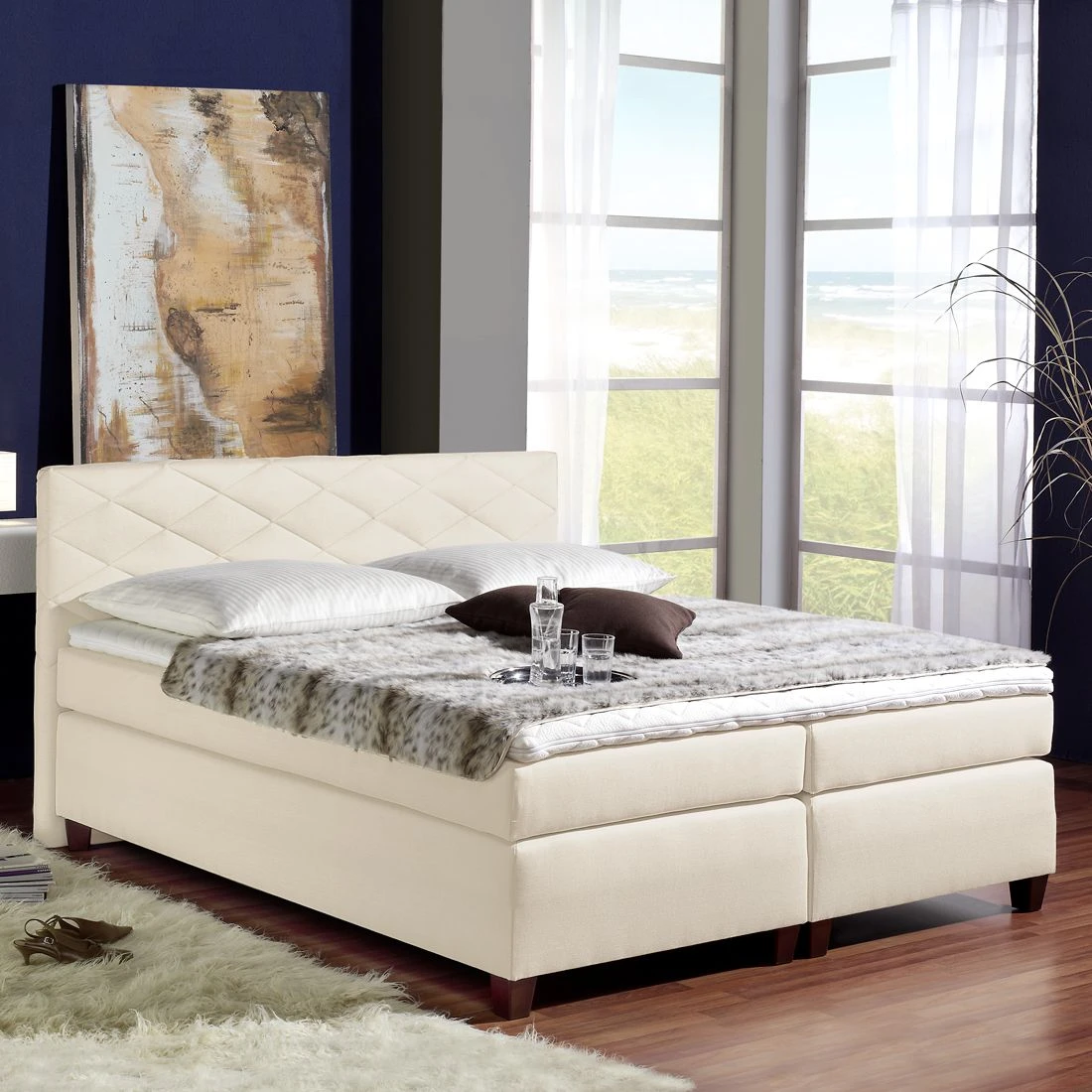 Loftscape Boxspringbett Harmony - Ecru - 100 x 200cm - Bonellfederkernmatratze - H3 - Kaltschaumtopper 4 Loftscape Boxspringbett Harmony - Ecru - 100 x 200cm - Bonellfederkernmatratze - H3 - Kaltschaumtopper – Bild 2