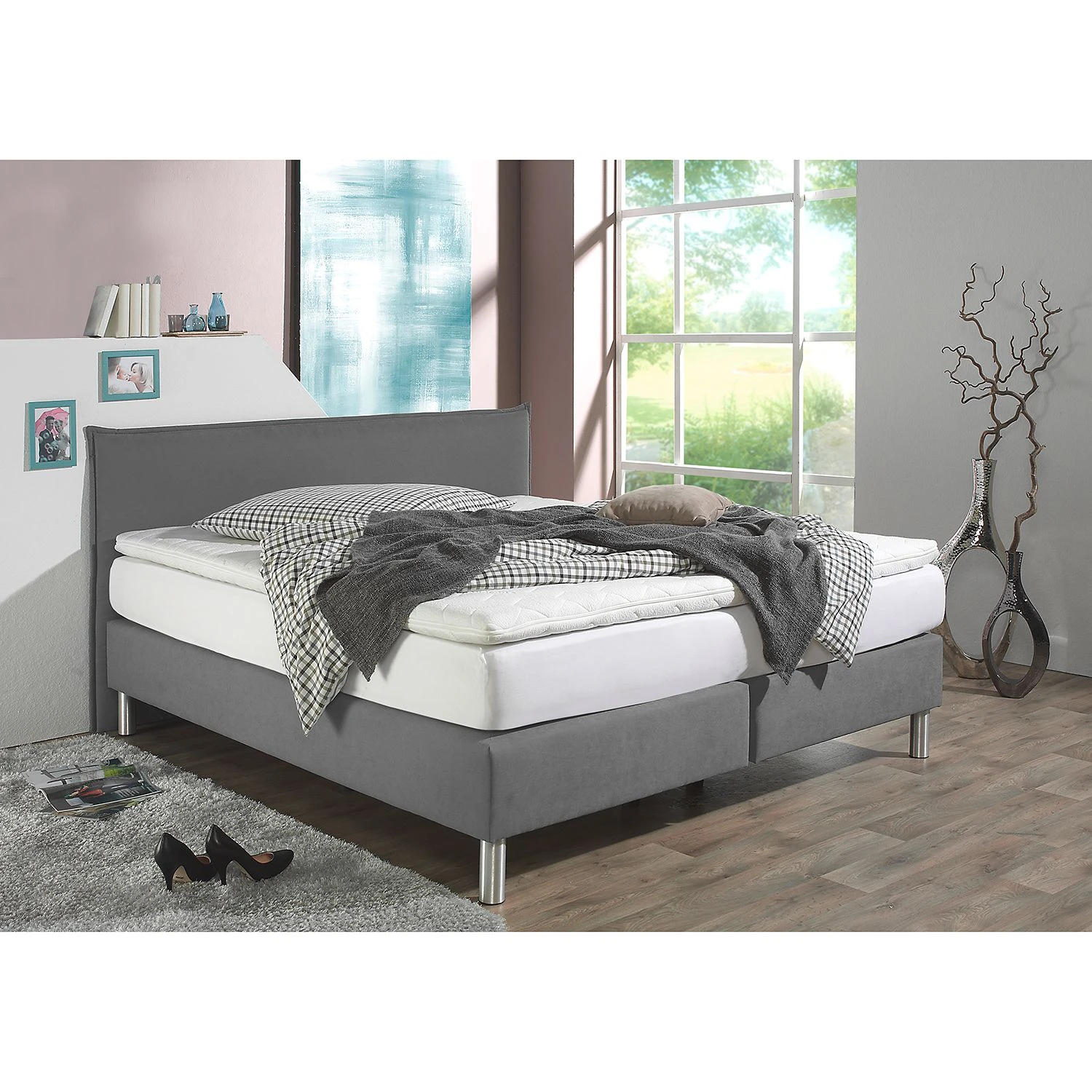 Loftscape Boxspringbett Hedensted - Grau - 200 x 200cm - Tonnentaschenfederkernmatratze - H3 4 Loftscape Boxspringbett Hedensted - Grau - 200 x 200cm - Tonnentaschenfederkernmatratze - H3 – Bild 2