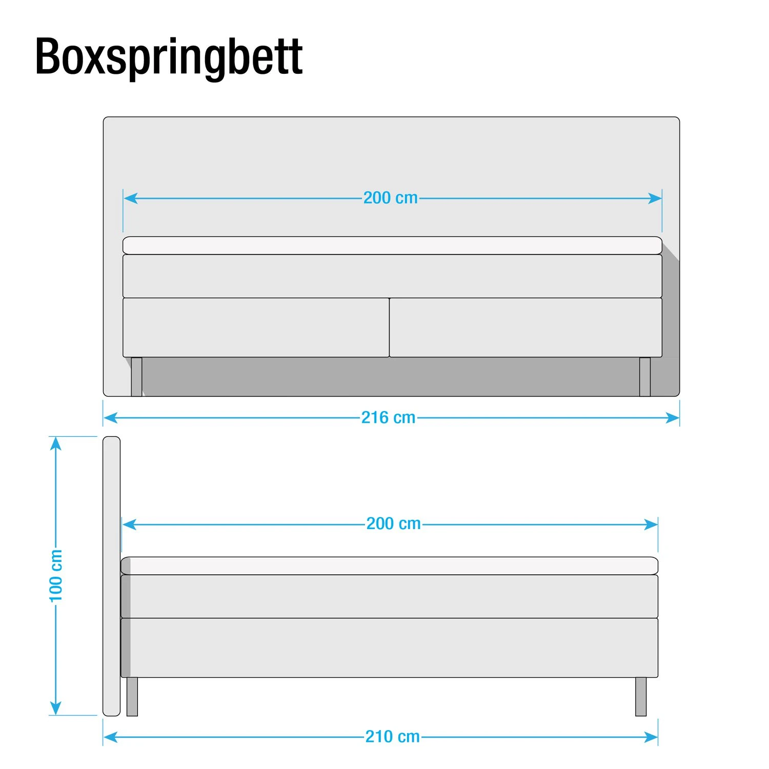 Loftscape Boxspringbett Hedensted - Grau - 200 x 200cm - Tonnentaschenfederkernmatratze - H3 9 Loftscape Boxspringbett Hedensted - Grau - 200 x 200cm - Tonnentaschenfederkernmatratze - H3 – Bild 7