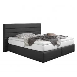 Loftscape Boxspringbett Ingebo Kunstleder - Schwarz - 160 x 200cm - Bonellfederkernmatratze - H2