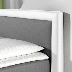 Loftscape Boxspringbett Vimmerby Kunstleder - Weiß / Grau - 200 x 200cm - Kaltschaummatratze - H3 -Deutschland Betten Verkäufe 2022 boxspringbett vimmerby kunstleder strukturstoff 160 x 200cm h2 bis 80 kg bonellfederkernmatratze 4330240