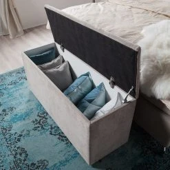 Maison Belfort Boxspringbett Dogali - Velours - Beige - 160 x 200cm -Deutschland Betten Verkäufe 2022 boxspringett dogali velours hellgrau 140 x 200cm 4393300