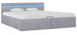 VidaXL Bettgestell - vidaXL Stauraumbett Hydraulisch mit LED Hellgrau Stoff 160×200 cm
