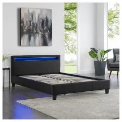 CARO-Möbel Polsterbett mit LED JERRY 140x200 cm - Schwarz -Deutschland Betten Verkäufe 2022 c7d09d1462cf4dad9a8553cabab87854