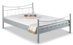 EINRICHTEN24 Metallbett Lily silbergrau - Breite: 90 cm