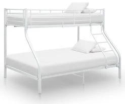 VidaXL Etagenbettgestell Weiß Metall - vidaXL Etagenbettgestell Weiß Metall 140x200 cm/90x200 cm
