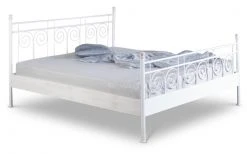 EINRICHTEN24 Metallbett Sara weiß / Kupfer gewischt - Breite: 120 cm