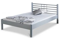EINRICHTEN24 Metallbett Mia silbergrau - Breite: 100 cm