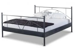 EINRICHTEN24 Metallbett Anna schwarz gewischt - Breite: 160 cm