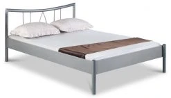 EINRICHTEN24 Metallbett Hanna silber, 100 x 200 cm - Breite: 100 cm