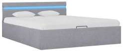 VidaXL Bettgestell - vidaXL Stauraumbett Hydraulisch mit LED Hellgrau Stoff 140×200 cm