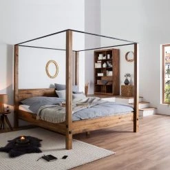 Neue Modular Himmelbett Porto-Alegre - Naturpordukt - eventuell leichte Abweichung vom Bild - 140 x 200cm -Deutschland Betten Verkäufe 2022 himmelbett porto alegre sumpfeiche massiv 140 x 200cm 4642112