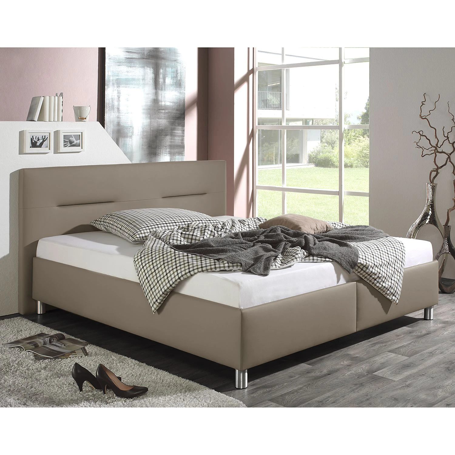 Loftscape Polsterbett Jonsberg Kunstleder - Taupe - 200 x 200cm 4 Loftscape Polsterbett Jonsberg Kunstleder - Taupe - 200 x 200cm – Bild 2