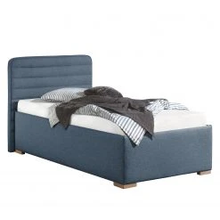 Ars Natura Polsterbett Vitaby Strukturstoff - Jeansblau - 100 x 200cm - Mit Lattenrost