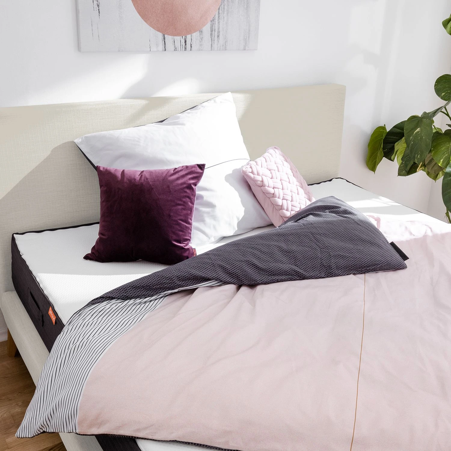 SmoodSpring Bett I - Webstoff / Eiche massiv - Creme - 180 x 200cm 13 SmoodSpring Bett I - Webstoff / Eiche massiv - Creme - 180 x 200cm – Bild 11