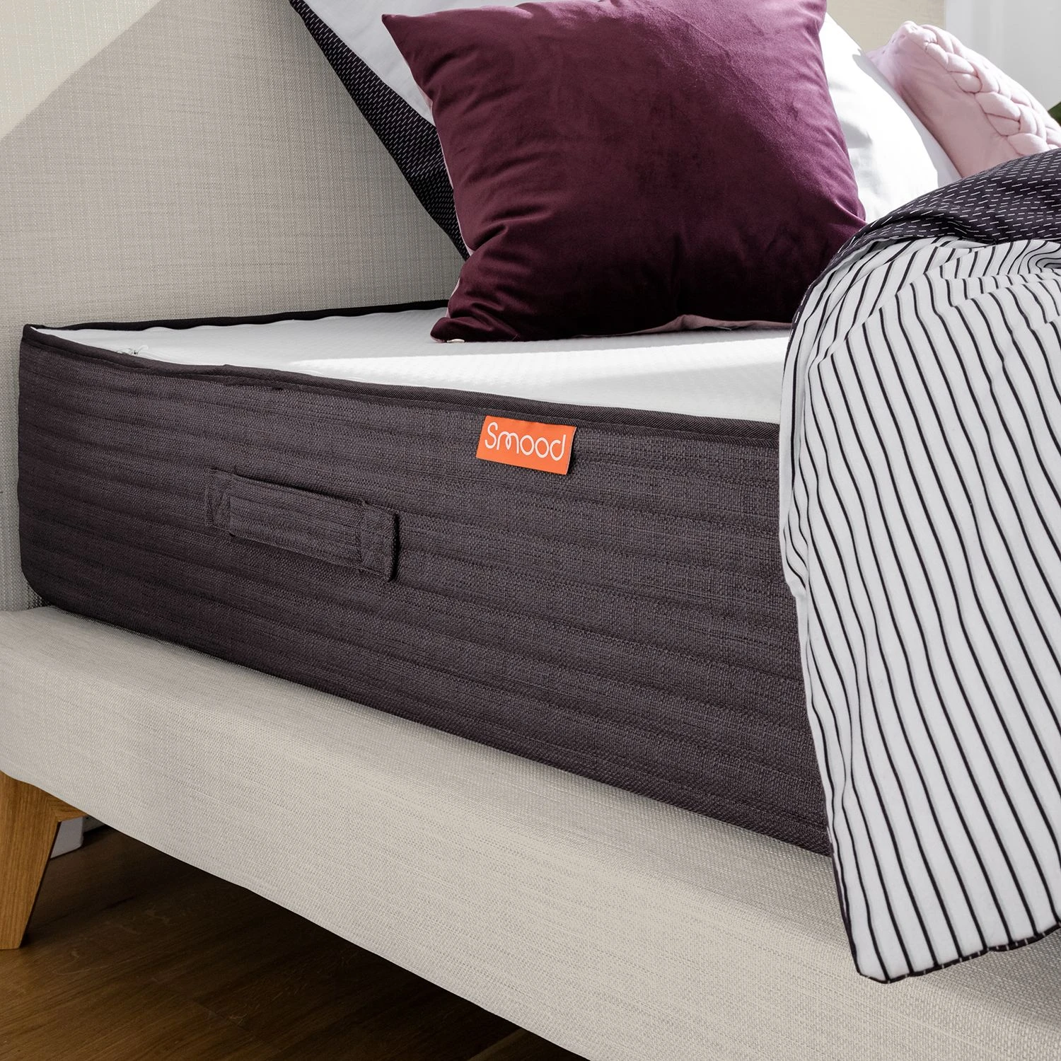 SmoodSpring Bett I - Webstoff / Eiche massiv - Creme - 180 x 200cm 11 SmoodSpring Bett I - Webstoff / Eiche massiv - Creme - 180 x 200cm – Bild 9